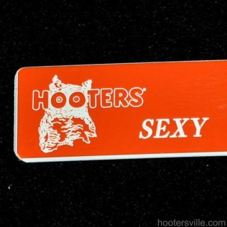 " Sexy " - Hooters Girl Uniform Orange Name Tag Pin Badge - A,