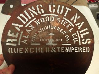 Vtg Reading Cut Nails Alan Wood Steel Co Conshohocken PA Nail Keg Stencil Rare 4