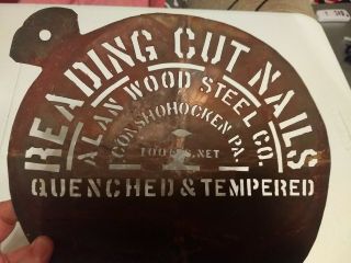 Vtg Reading Cut Nails Alan Wood Steel Co Conshohocken PA Nail Keg Stencil Rare 5