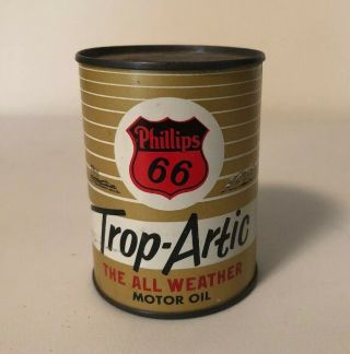 Vintage Phillips 66 Trop - Artic Mini Oil Can Coin Bank Gas Station