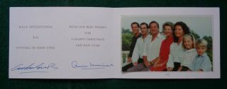 Antique Signed Christmas Card King Constantine Queen Greece 1992 Prime Minister