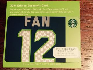 Starbucks Card 2014 Seattle Seahawks 12th Fan Ltd Edition