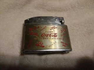 Vintage Around The World Coca - Cola Multi - Language Flat Advertising Lighter 2