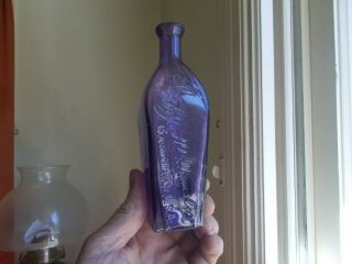 Glastonbury,  Ct The J.  B.  Williams Co Amethyst 1890s Tapered Square Cologne Bottle