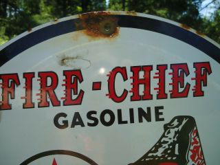 1951 TEXACO FIRE CHIEF GASOLINE PORCELAIN GAS OIL SIGN PUMP PLATE 3