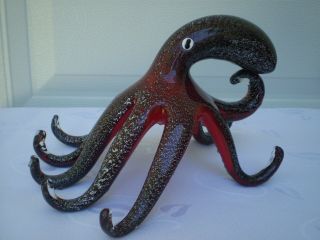Large Octopus Hand Blown Art Glass Heavy Sculpture / 8 Limbs Figure