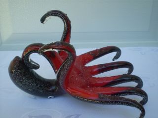 Large OCTOPUS Hand Blown Art Glass Heavy Sculpture / 8 Limbs Figure 6
