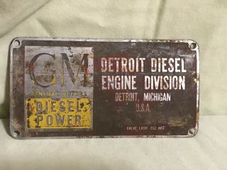 Detroit Diesel Engine Gm General Motors Brass Id Plate Tag Plaque