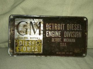 Detroit Diesel Engine GM General Motors Brass ID Plate Tag Plaque 2