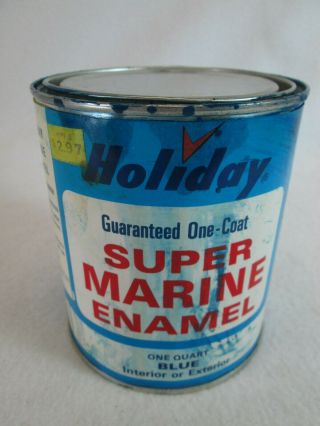 Vintage Holiday Gas Station Stores Marine Enamel Paint Empty 1 Qt Can