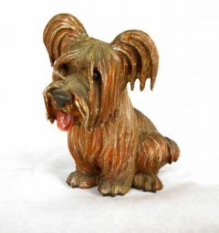 Vintage Carved Wood Skye Terrier Figurine C1930s Gorgeous Dog Figurine