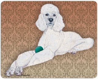 Poodle White Cutting Board Tempered Glass Large 11.  5 " X 15.  5 "