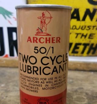 Vintage Archer 50/1 2 - Cycle Lubricant Oil Can Outboard Snowmobiles Motorcycle