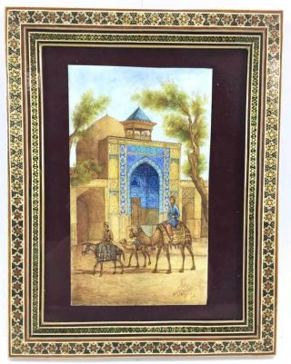Persian Iranian Orientalist Miniature Painting Listed Abbas Rostamian B1948