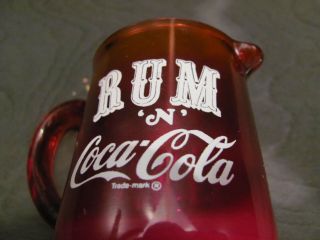 Rare Vintage Coca Cola and Rum Red Amberina Measuring Pitcher 5