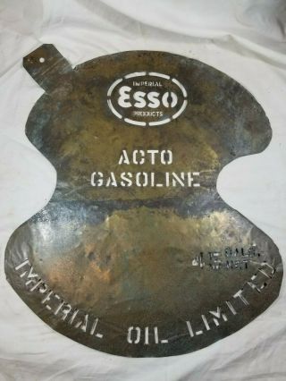 Big Brass Esso Drum Barrel Advertising Sign Stencil Motor Oil Gasoline Canada