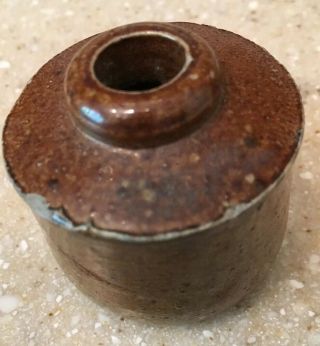 Antique Victorian Stoneware Ceramic Pottery Dome Inkwell And Pottery Ink Bottle 4