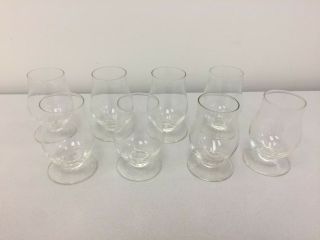 Vintage Set Of 8 Small Brandy Sniffer Cognac Glasses Clear Footed