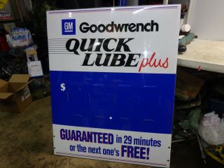 Rare Gm Goodwrench Quick Lube Plus Large Double - Sided Metal Sign