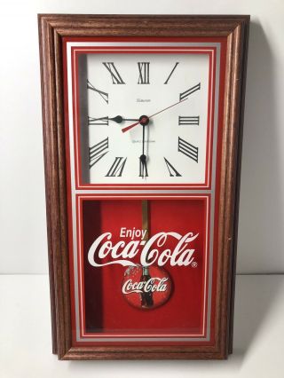 Vintage Coca Cola Wall Clock Wooden Pendulum Classic Rare Hanover