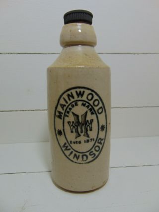 Rare " All White " Mainwood Of Windsor Berkshire Ginger Beer Bottle C1910
