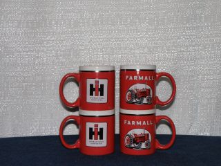 International Farmall Ih Tractor Coffee Cups (set Of 4 Pc) - - Red