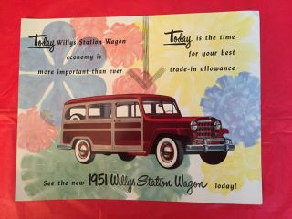 1951 Willys " Station Wagon " Car Dealer Sales Brochure