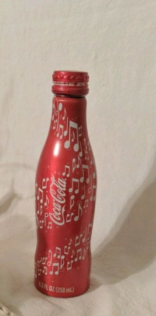 Coke Coca - Cola Music Notes Aluminum Bottle Very Rare Great Graphics 8.  5