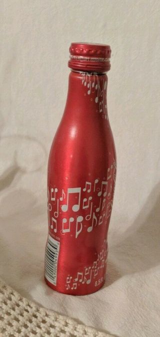 Coke Coca - Cola Music Notes Aluminum Bottle Very Rare Great Graphics 8.  5 6