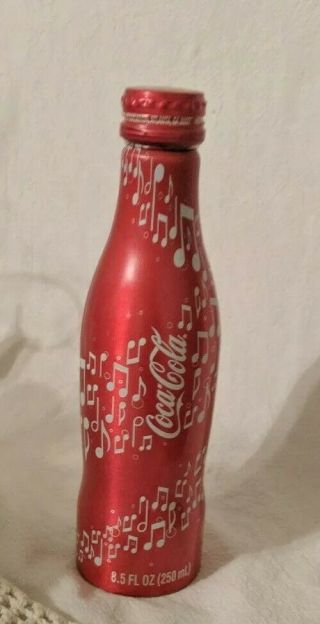 Coke Coca - Cola Music Notes Aluminum Bottle Very Rare Great Graphics 8.  5 7