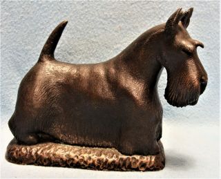 Marvelous 1986 American Kennel Club O.  J.  Toppi Bronze Schnauzer Dog Statue