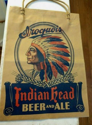 Vintage Iroquois Indian Head Beer & Ale Buffalo Ny Paper Bag / Chief Logo