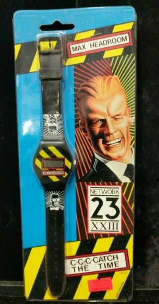 Vintage 1986 Max Headroom Digital Wrist Watch Rare Black Striped
