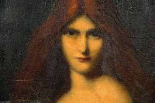 19th C French Oil Painting of Lady with Red Hair ' style of ' Jean Jacques Henner 3
