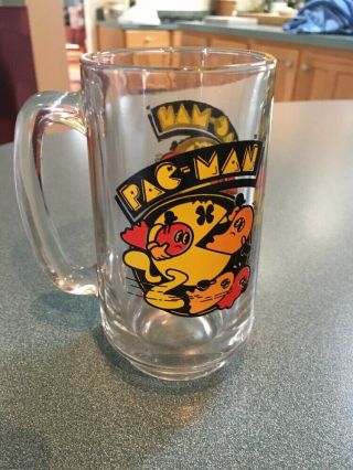 Vintage Pac Man Ghosts Arcade Mug Glass Cup Beer Bally Midway 1982