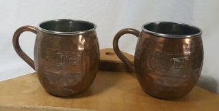 Set Of 2 Ketel One Vodka Moscow Mule Hammered Copper Mug 4” Tall