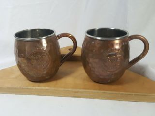 Set of 2 Ketel One Vodka Moscow Mule Hammered Copper Mug 4” Tall 2