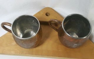 Set of 2 Ketel One Vodka Moscow Mule Hammered Copper Mug 4” Tall 3