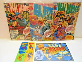 Marvel Real Heros - 1,  2 & 4 Plus Sticker Set & Activity Book From Pizza Hut 1994