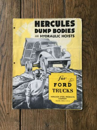 1936 Hercules Dump Bodies Hyraulic Hoists For Ford Trucks Sales Brochure