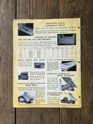1936 Hercules Dump Bodies Hyraulic Hoists for Ford Trucks Sales brochure 2