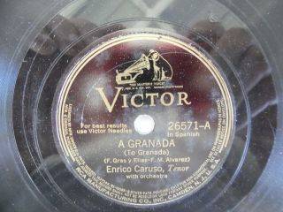 Victor Record 78 Rpm 10 " Noche Feliz 26571 A Granada Enrico Caruso 199 - 9bb