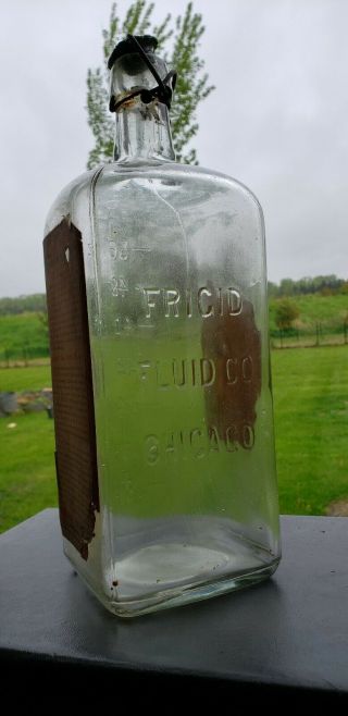1890 ' s Antique Fridgid Chicago Embalming Fluid with Paper Label Instructions 2