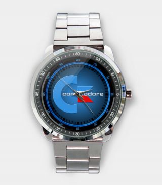 Commodore Logo Stainless Steel Watch