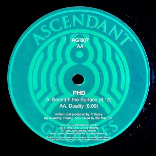Phd “beneath The Surface/duality” Ascendant Grooves Ag - 007 12” Vinyl Drum & Bass