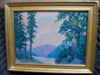 Listed California/ohio Artist James Mcburney Oil Painting Of Priest Lake Ut.  1941