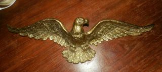 Solid Brass Eagle Wall Hanging Wall Plaque Decor 19 " Wingspan 7020 Vintage