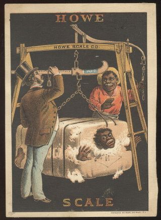 1880s Trade Card Advertising The Howe Scale Co.  Rutland Vt.  Comical Black Theme