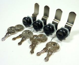 4/pk 7/8 " Double Bitted Black Cam Lock Keyed Alike 2 Keys Each 1 - 1/4 " Offset Cam