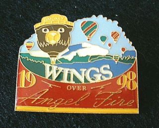 Smokey Bear Hot Air Balloon Pin " Wings Over Angel Fire " Very Rare 1998